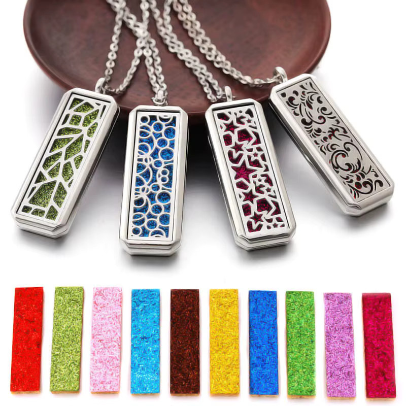 MODKISR Halskette Edelstahl, Silber, Unisex, Rechteck Magnet Anhänger - Bild 2