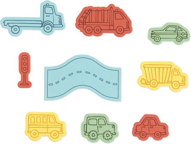 Sizzix Clear Stamps Framelits Cars and Trucks Set mit 9 transparenten Motiven - Bild 1