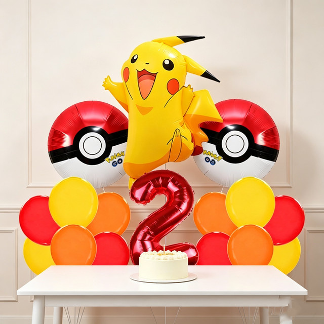 Pokémon Party Luftballon Girlande Bogen Set mit Pikachu Schiggy Bisasaur und Pokéball in Mehrfarbig für deine Geburtstagsparty Deko - Bild 1