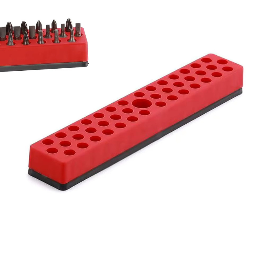 Magnetischer Sechskant-Bithalter in Rot mit 43 Löchern für 1/4-Zoll-Schraubendreher zur Bit-Aufbewahrung und Werkzeugorganisation - Bild 2
