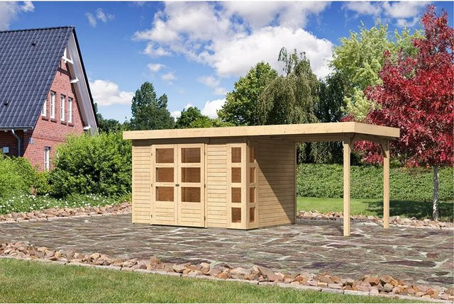 Karibu Holz-Gartenhaus Sölve in Natur mit Flachdach und modernem Design, B: 298 cm, T: 213 cm - Bild 1