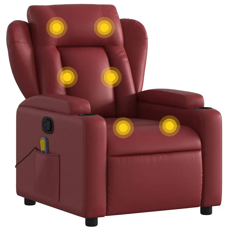 Vidaxl Klappbarer Massagesessel Relaxsessel in Weinrot mit Kunstlederbezug im modernen Design - Bild 4