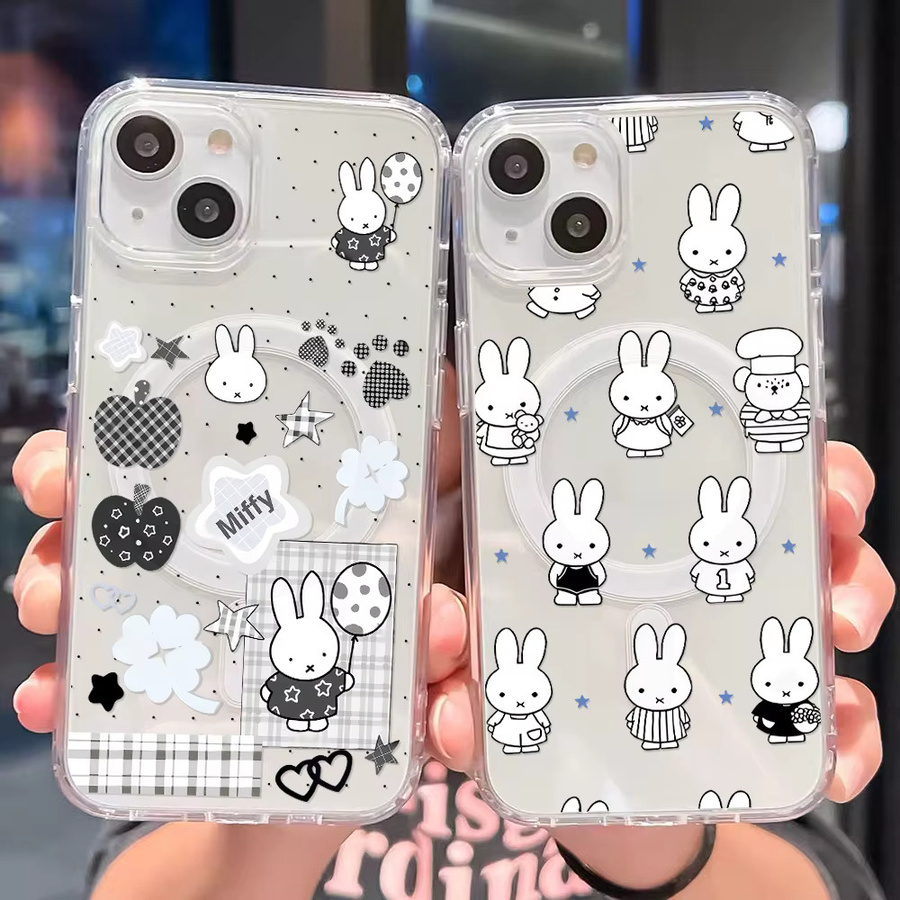 White Rabbit M-Miffies MagSafe Magnetische Handyhülle für iPhone 11 bis iPhone 17 Air Transparent - Bild 4