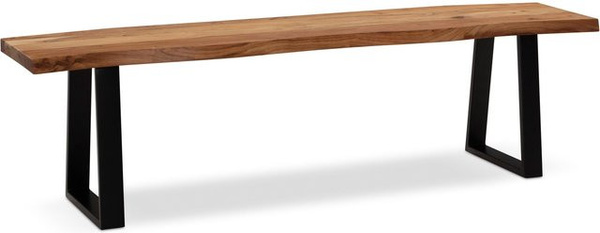 Esszimmerbank aus Akazie Massivholz in Braun, moderne Sitzbank mit Baumkante, B/T/H: 140 x 40 x 45,5 cm