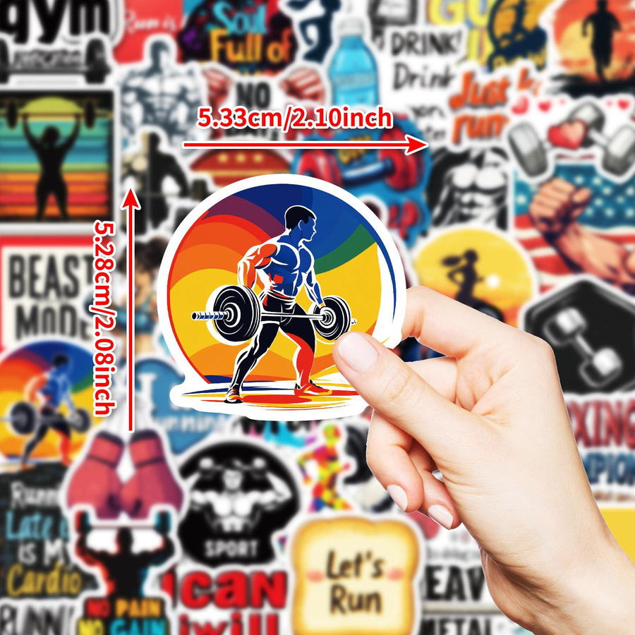 50 Fitness und Sport Graffiti Aufkleber Set in Multicolour zur Dekoration - Bild 4
