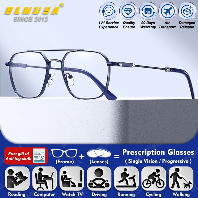 BLMUSA Retro Pilot Polygon Lesebrille, Vollrand, Blaulichtfilter, Herren - Bild 1