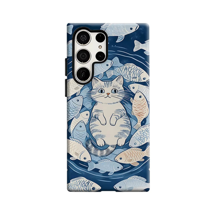 Stoßfeste Doppelschicht Handyhülle mit Katzenfisch-Design für Samsung Galaxy S26 S25 S24 S23 Ultra und Plus - Bild 6