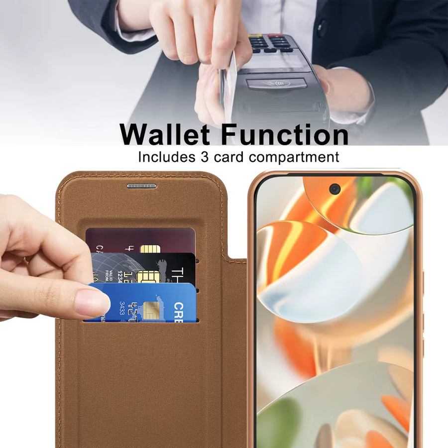 PTU 2-in-1 All-Inclusive Schutzhülle aus Leder mit magnetischer Ladefunktion für Google Pixel 7A 8A 9 9 Pro XL 10 Pro XL in Schwarz oder Braun - Bild 2
