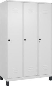 C+P Spind Classic PLUS Garderobenschrank mit 3 Abteilen, Farbe: Anthrazit, B/T/H: 120 x 50 x 195 cm, Stahlkonstruktion mit Sicherheits-Drehriegel, Garderobenstangen und Ablageböden - Bild 1