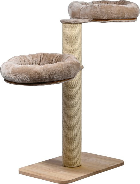 dobar Premium Katzen Kratzbaum Sleepy aus Pappelholz in Cappuccino mit Höhle und integriertem Spielzeug - Bild 1
