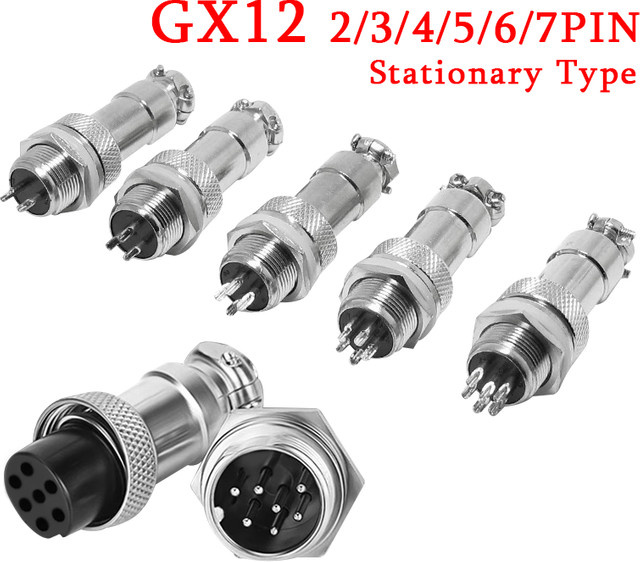 5er Set GX12 Luftfahrt Stecker M12 Aviator Stecker Set mit männlichen und weiblichen Buchsen in Silber - Bild 1