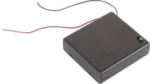 Velleman BH341BSAA Batteriehalter für 4x Mignon AA Batterien in Schwarz, B/T/H: 70 x 65 x 19 mm - Bild 1