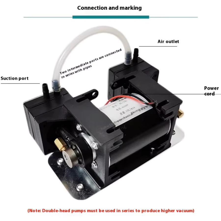 XMSJ Doppel-Kopf-Membranpumpe Vakuumpumpe mit hohem Unterdruck 12V/220V für medizinische Instrumente - Bild 2