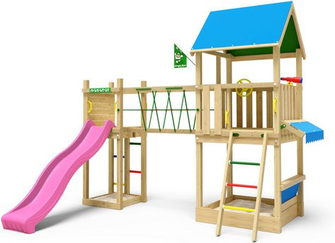 JUNGLE GYM Spielturm Coupe in Fuchsia und Grün, B/T/H: 307 x 344 x 301 cm - Bild 1