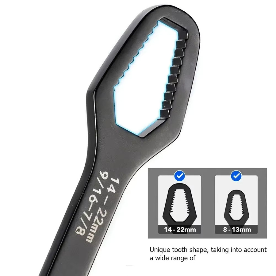 Universeller doppelseitiger Torx-Schlüssel mit selbstspannender Einstellung für Auto-Werkzeuge in Schwarz und Silber (4-13mm, 3-17mm, 8-22mm) - Bild 4