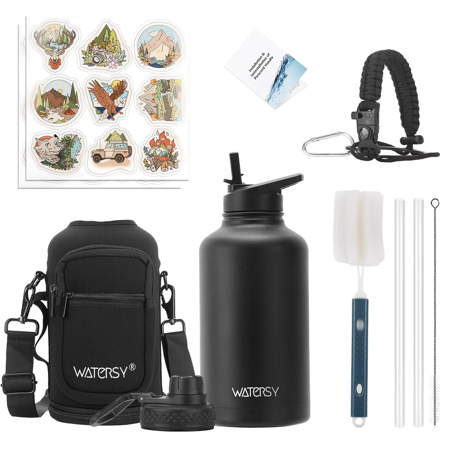 WATERSY Isolierte Edelstahl Wasserflasche für Outdoor und Reisen in Blau und Schwarz mit 946 ml bis 1900 ml Fassungsvermögen - Bild 5