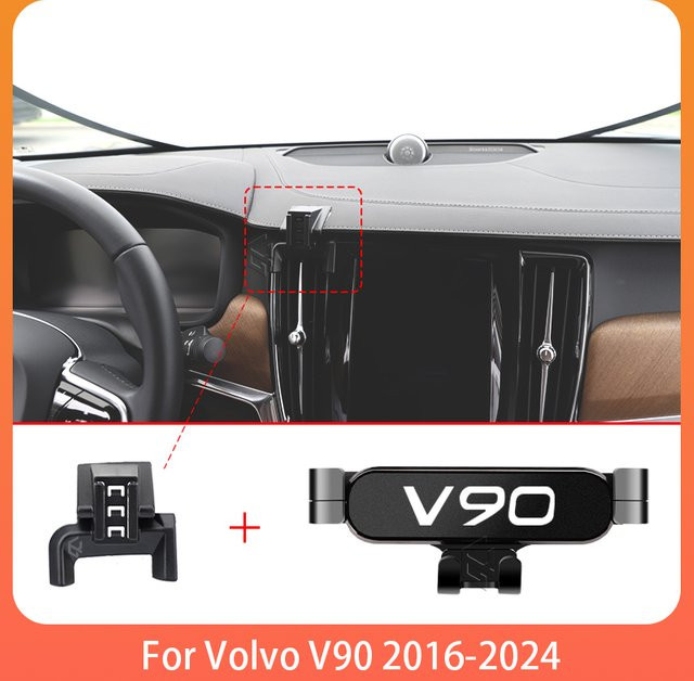 Handyhalterung für Volvo V90 (2016-2024) als spezielle GPS-Mobilhalterung für das Autozubehör in Schwarz - Bild 1