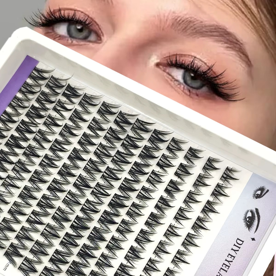 AMSDCN DIY Cluster-Wimpern, 12 Reihen, 8-16mm, Cat Eye, Natürlicher Stil - Bild 2