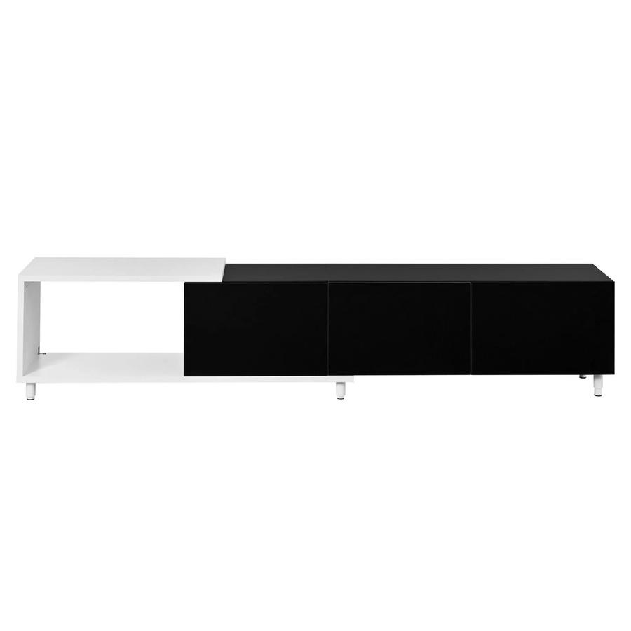 okwish TV-Schrank in Schwarz mit hochglänzenden Türen und Metallfüßen, B/T/H: 258 x 48,5 x 38 cm - Bild 2