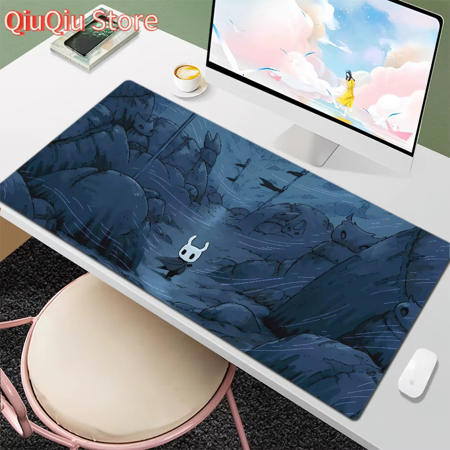 Hollow Knight Mauspad Potdemiel Schreibtischunterlage in Blau, große rutschfeste und ergonomische Tastaturunterlage aus Gummi - Bild 4