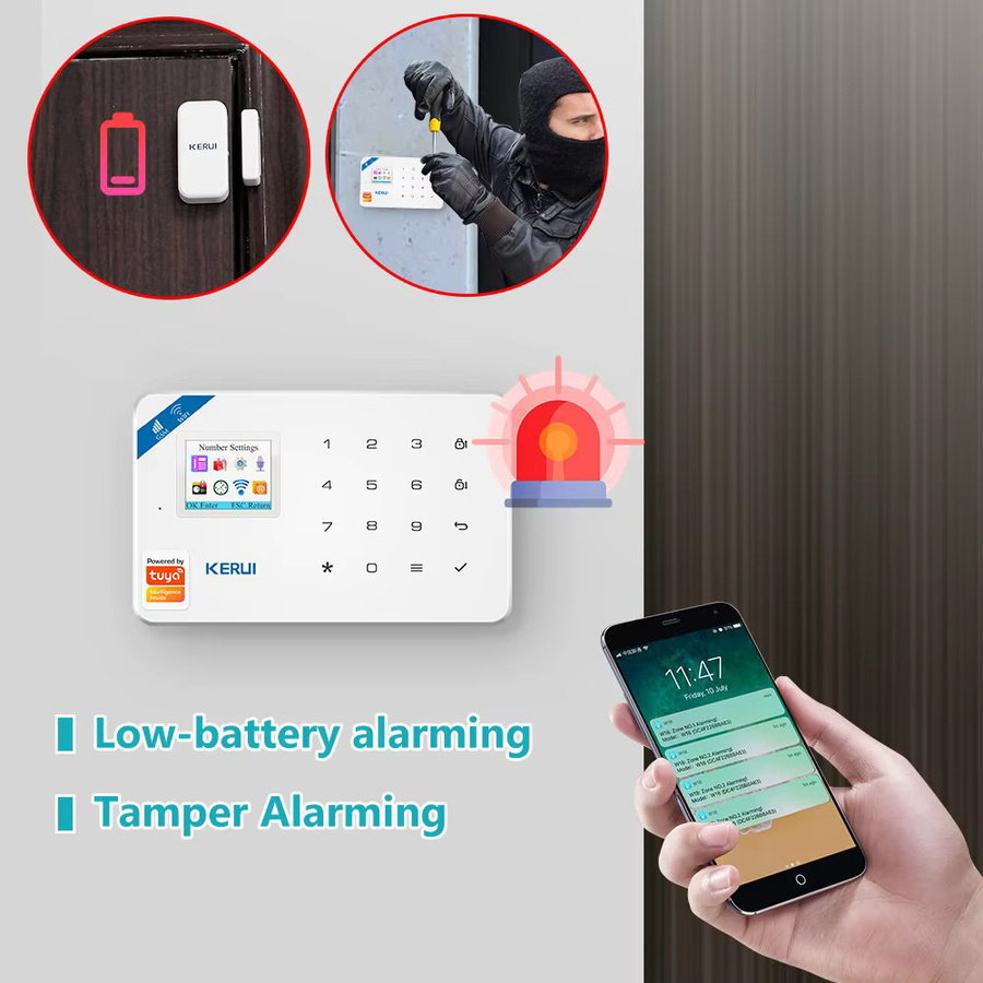 KERUI W181 Tuya Smart WIFI GSM Sicherheit Alarm System in Weiß mit Alexa Kompatibilität, Bewegungsmelder, Türsensor und Outdoor Kamera - Bild 3