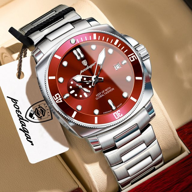POEDAGAR Armbanduhr, Quarz, Edelstahl, Schwarz, Herren - Bild 1