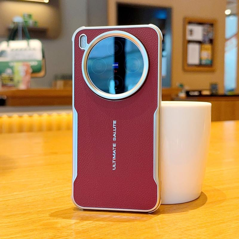 Magnetische PU-Leder Schutzhülle für Vivo X300 und X300 Pro mit silbernem Rahmen und Stoßstangenabdeckung für das Objektiv - Bild 3