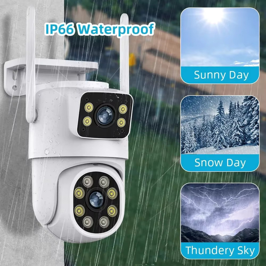 Tuya 4K 8MP Dual Objektiv WIFI PTZ Outdoor Überwachungskamera mit Dual Screen, AI Human Auto Tracking und Sprachsteuerung für Alexa und Google, Weiß - Bild 4