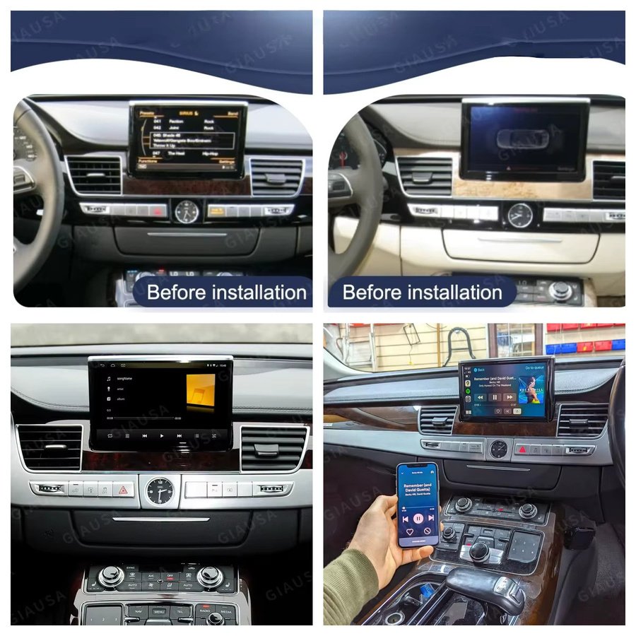 YANFU Android 13.0 Auto-Multimedia-Player mit GPS-Navigation für Audi A8 A8L D4 2009-2017, Autoradio Stereo-Headunit, Schwarz - Bild 2