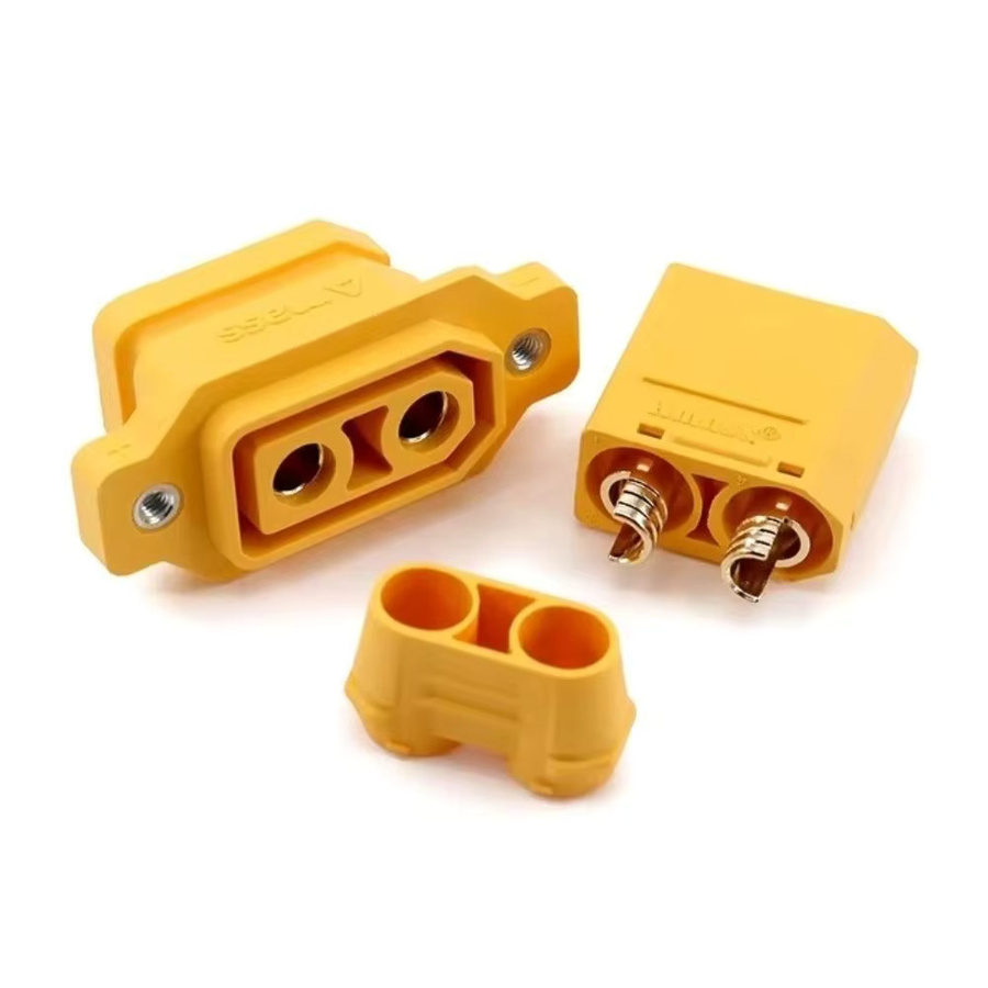 Amass XT90NE Lithium-Batterie-Ladeanschluss Set, 2 Stück, vergoldetes Kupfer, Schwarz und Gelb, weibliche XT90-Terminal-Stecker - Bild 2