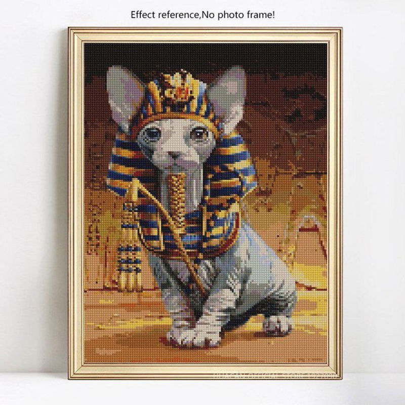 FIYO Diamant-Stickerei Sphinx-Katze als Diamant-Mosaik mit vollständiger Darstellung, mehrfarbig, B/H: 30 x 20 cm - Bild 4