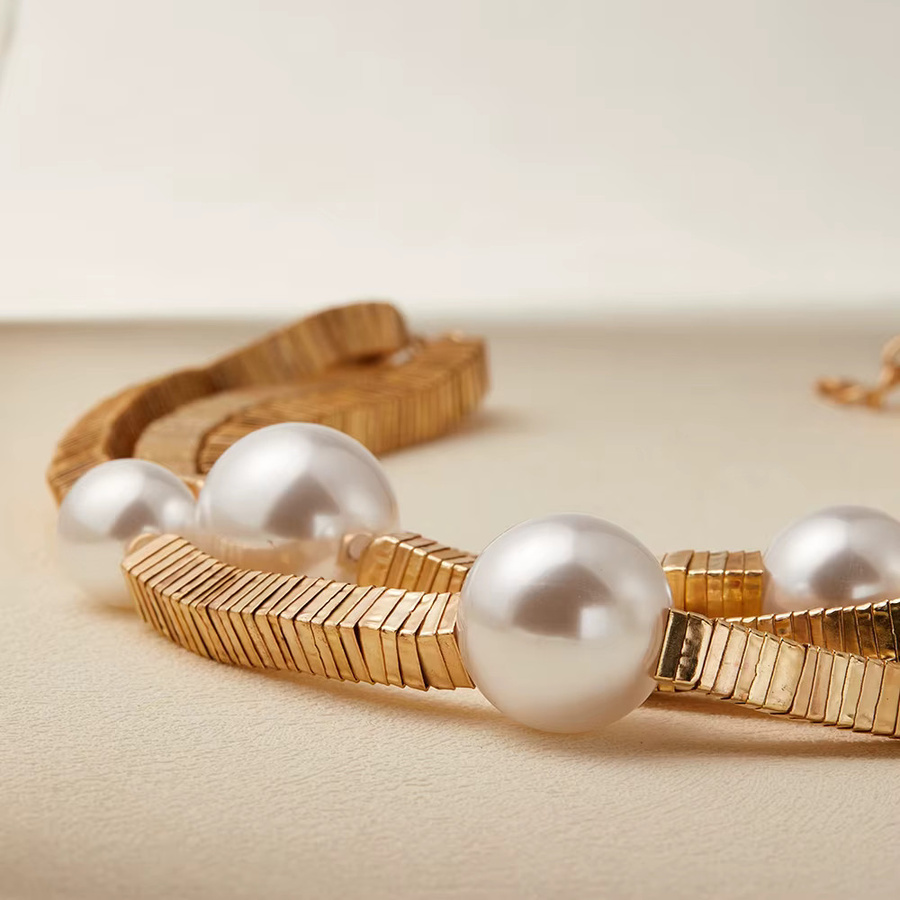 LESHORE Halskette, Perle, Gold, Damen - Bild 2