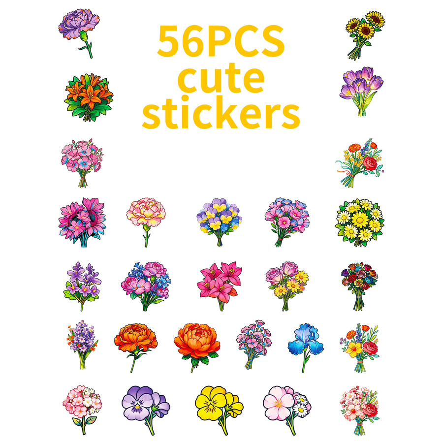 50 Stück bunte Blumen- und Pflanzen-Aufkleber aus Papier für Telefon, Vase und Schreibwaren - Bild 2