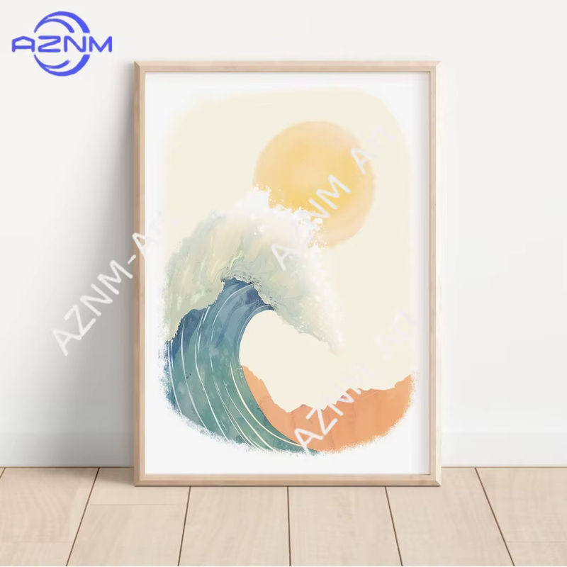 AZNM Leinwandbild Set mit Cartoon-Illustration Strand und Surfbrett in Mehrfarbig, Rahmenlos - Bild 2