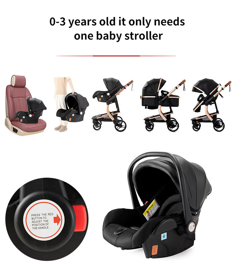 Magic ZC 3-in-1 Baby-Reisesystem mit Autositz und faltbarem Kinderwagen in Schwarz - Bild 3