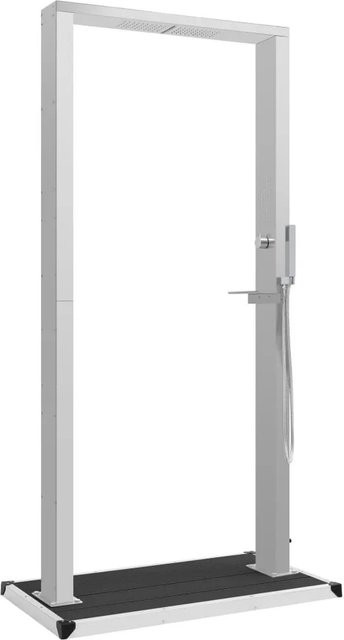 vidaXL Gartendusche aus Edelstahl und WPC in Grau und Silber, Höhe: 210 cm - Bild 1