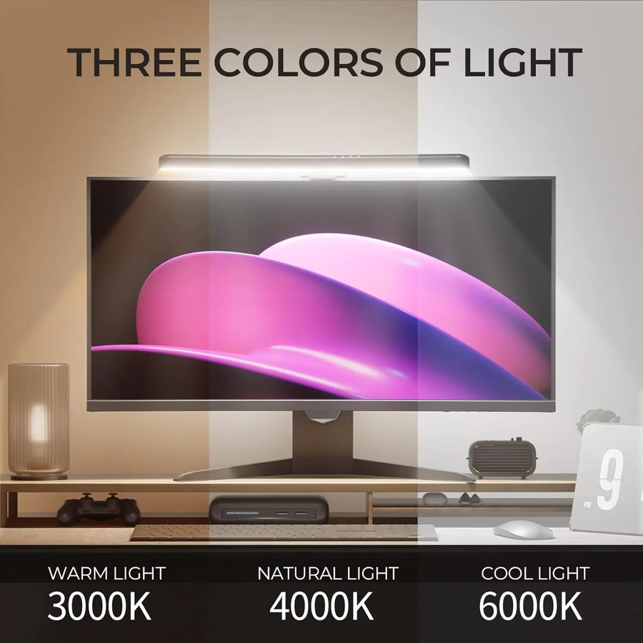 Gebogene Monitor Licht Bar mit RGB Hintergrundbeleuchtung und Touch-Steuerung in Schwarz für Gaming und Auge-Pflege - Bild 3