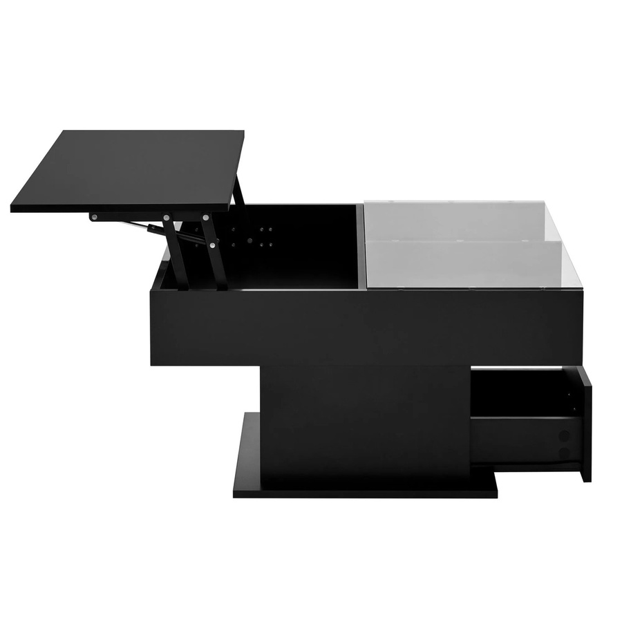 okwish Couchtisch mit LED und höhenverstellbarer Lift-up-Funktion in Schwarz, B/T/H: 78 x 78 x 45,5 cm - Bild 2