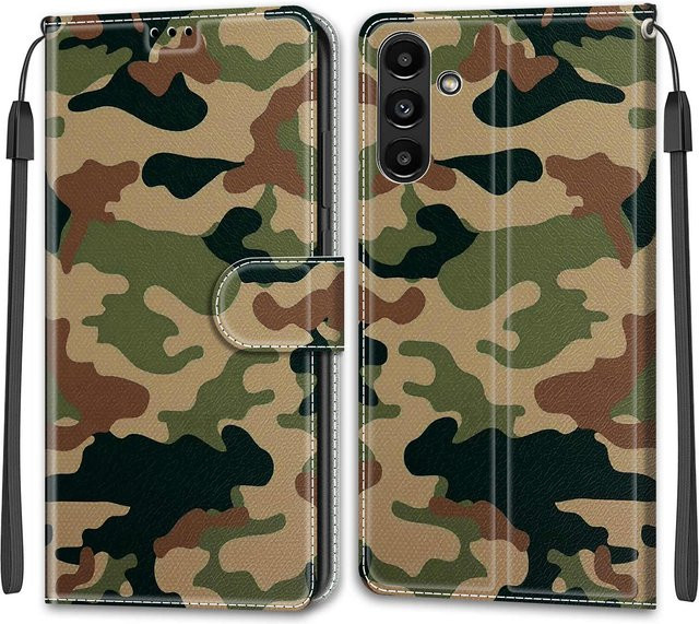 Luxuriöse bemalte Ledertasche als Brieftaschen-Schutzhülle für Samsung Galaxy A-Serie (A55, A35, A54, A15, A14 u.v.m.) in Multicolour - Bild 1