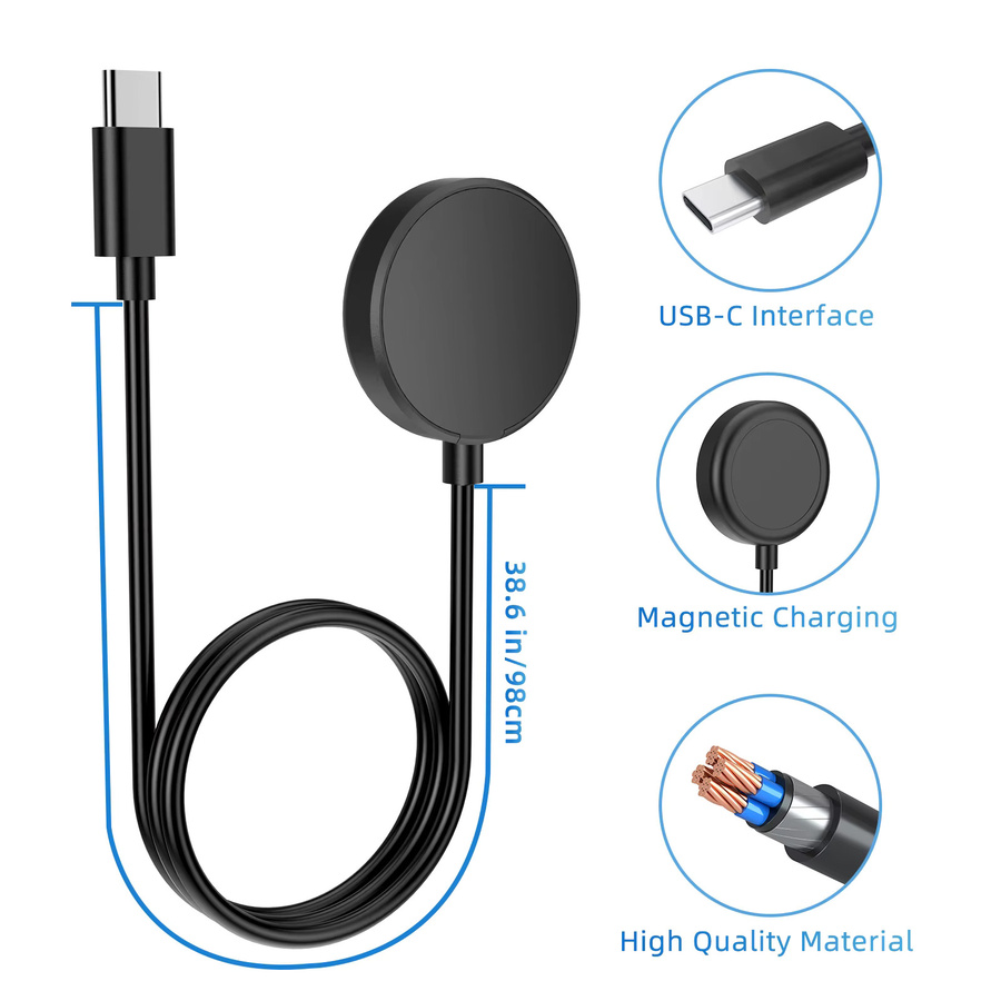 Samsung USB-C Ladekabel für Galaxy Watch 8 7 Ultra FE 6 Classic Smartwatch Ladestation Schwarz - Bild 2