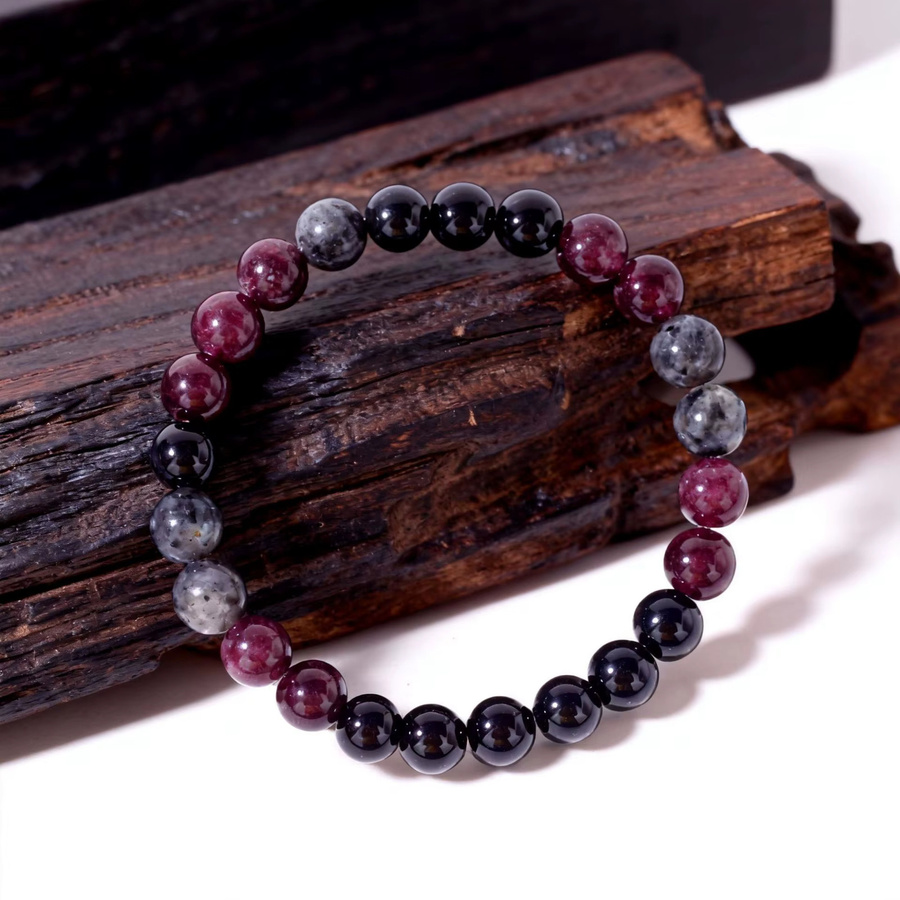 DAIPAN Armband, Granat, Perle, Schwarz, Unisex - Bild 3
