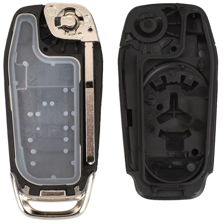 Jingyuqin Flip Folding Remote Autoschlüssel Shell Case Fob für Ford Focus Fusion mk2 mk7 Explorer Ranger Hu101 Blade, Schwarz - Bild 3