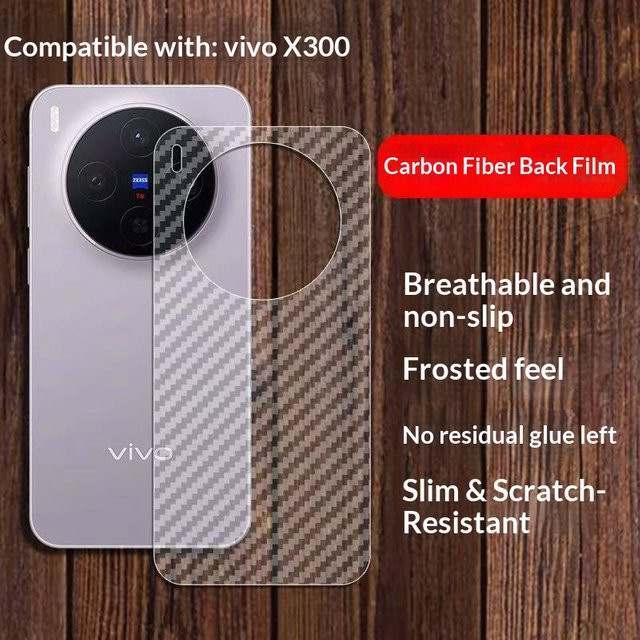 5er Set MANLIFU Carbon Faser Schutzfolie Transparent für vivo X300 Pro, vivo X300 und x300 mini mit matter Oberfläche zur Vollabdeckung der Rückseite - Bild 1