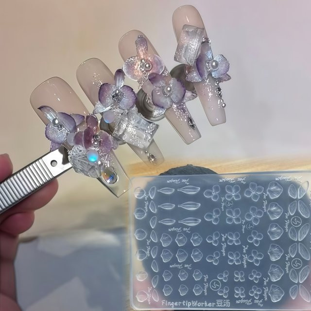 3D Silikonform Schmetterling und Orchidee für Nagelkunst, Transparent - Bild 1