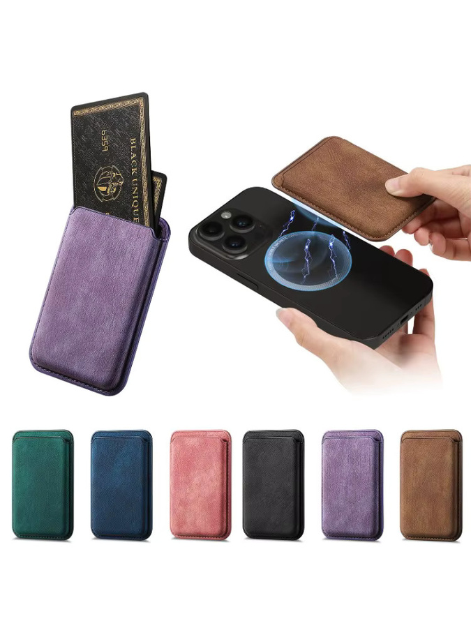 ZHUOHUAN Magnetische PU-Leder-Brieftasche in Pink mit 2 Kartenfächern und Magnetkartenhalter für iPhone 18 17 16 15 14 13 12 Pro Max - Bild 4
