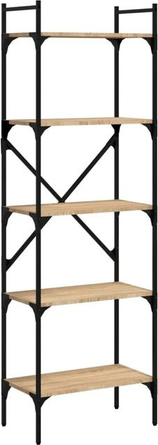 vidaXL Bücherregal mit 5 Fächern in Eiche und Metall im industriellen Design, B/T/H: 56 x 31,5 x 174 cm - Bild 1