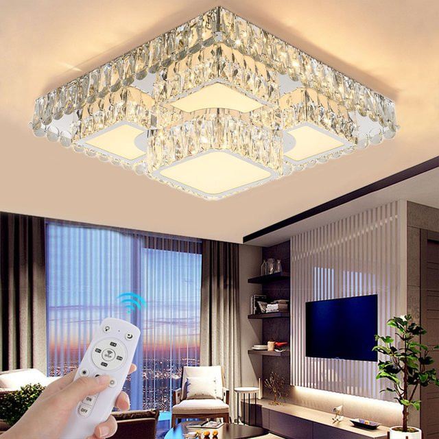 Oyajia Moderne LED-Kristall-Deckenleuchte mit Fernbedienung und dimmbarer Lichtleistung, Durchmesser: 50 cm - Bild 1
