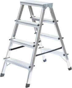 MUNK Standard-Stehleiter beidseitig begehbar mit 2 x 4 Stufen in Silber - Bild 1