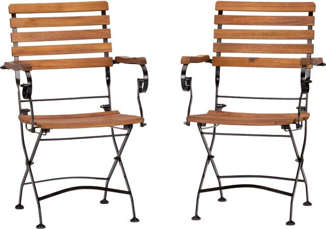 Acamp Set 2x Klappsessel Lindau aus Akazienholz und Eisen in Teak-Schwarz FSC-zertifiziert - Bild 1