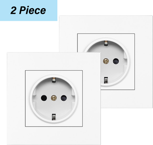 EU-Standard Wandsteckdose in Weiß, 16A, 110-250V, Einbau-Steckdose aus Kunststoff für Zuhause und Büro - Bild 1